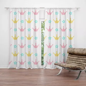 Závěs Sablio Závěs Růžové korunky na bílé: 2ks 140x250cm