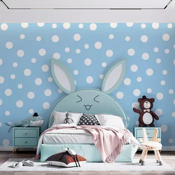 Tapeta Sablio Tapeta Bílé puntíky na modré - 336x220 cm