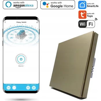 vypínač Jednoduchý Wifi vypínač Tuya SmartLife s N, zlatý