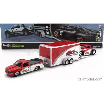 Dětské zboží Maisto Chevrolet 454 Ss Pick-up With Trailer Car Transporter + Pick-up 1936 1:64 Bílá Červená