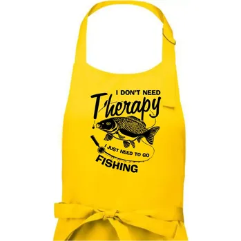 Kuchyňská zástěra I dont need therapy - fishing - Pánská zástěra na vaření - Univerzální velikost ( Žlutá )