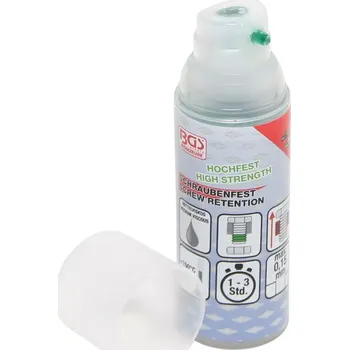 Průmyslové lepidlo Přípravek pro zajištění šroubů vysoce pevný středn (BGS1080605) (Přípravek pro zajištění šroubů s vysokou pevností a střední viskozitou v praktickém dávkovači s pumpičkou zabraňuje samovolnému povolení spojů při vibracích. Balení obsahuje 50 g.)