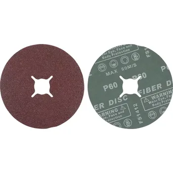 Brusný kotouč Sada fíbrových brusných kotoučů zrnitost 60 oxid h (BGS1042027) (Sada brusných talířů se zrnitostí 60 obsahuje 10 kusů s povrchem z korundu hlinitého, vhodných pro efektivní opracování dřeva, kovu i plastu. Talíře jsou určeny pro úhlové brusky a zajišťují