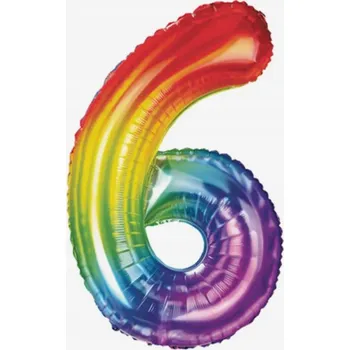 Balónek BALÓNEK ČÍSLICE 6 BAREVNÝ DUHOVÝ K NAROZENINÁM VELKÝ