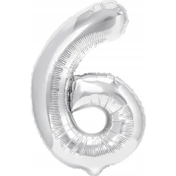 Balónek Balón ČÍSLICE 6 fóliový STŘÍBRNÝ 100 cm HELIUM vzduch