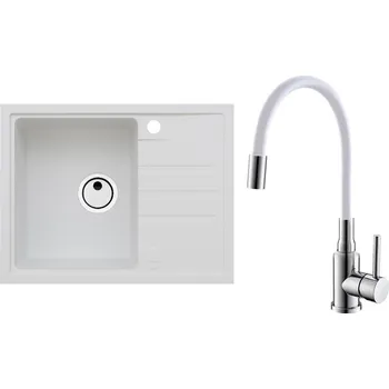 Granitový dřez Set Alveus (dřez Intermezzo 30 White 11 + baterie Mintas Bílá/Chrom) SETA25224