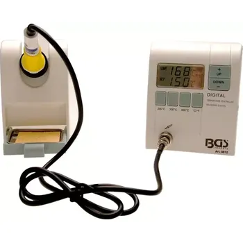 Páječka mikropáječka 200-400°C, digitální regulace teploty (BGS108612) (Digitální mikropáječka BGS108612 umožňuje přesné nastavení teploty v rozmezí 200–400 °C a je vhodná pro jemné pájecí práce v elektronice. Ergonomická rukojeť a přehledný displej usnadňují man