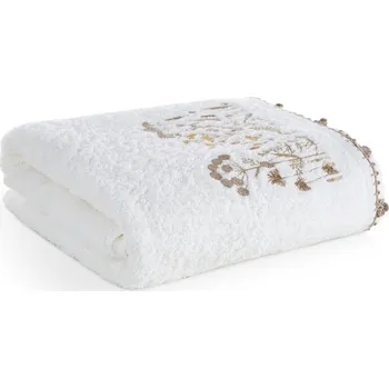 Osuška 70x140 s ozdobnou výšivkou a krajkou, bílá