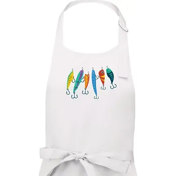 Kuchyňská zástěra Rybářské návnady - Pánská zástěra na vaření - Univerzální velikost ( Bílá )