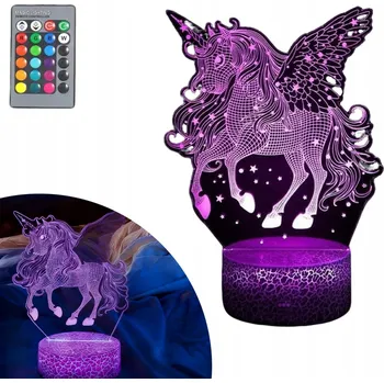 Lampička 3D LED Noční Lampa jednorožec Dárek k narozeninám dívky
