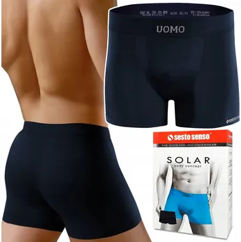 Pánské spodní prádlo Boxerky SESTO SENSO SOLAR Bezešvé, NÁMOŘNICKÁ MODRÁ, S/M