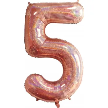 Balónek Velká Číslice 5 Růžově Zlatý Narozeninový Balón
