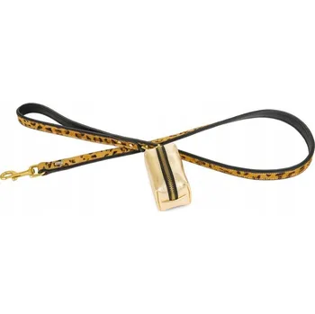 Vodítko pro psa Barry King Kožená Vodítko, 20 mm / 120 cm s pouzdrem na sáčky