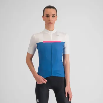 cyklistický dres SPORTFUL Cyklistický dres s krátkým rukávem - PISTA W - modrá/bílá