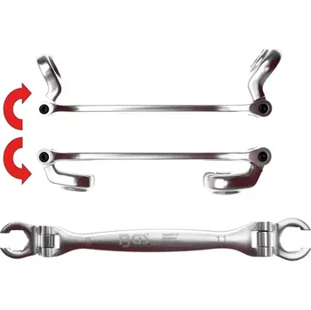 Dílna Otevřený očkový klíč 9 x 11 mm, kloubový BGS1030412 na brzdové potrubí (BGS1030412) (dvoustranný očkový, otevřený, kloubový klíč)