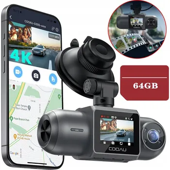 IP kamera 4K WIFI AUTOKAMERA S GPS, ZPĚTNÁ KAMERA, APLIKACE, 64GB KARTA, WDR