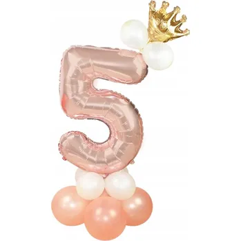 Balónek Sada balónků s číslem pět 15 ks růžové zlato