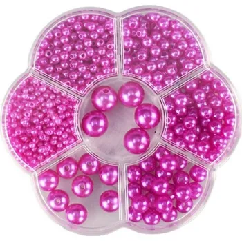 Dětské navlékací korálky Korálky navlékací metalické fialové set 1150ks 3-12mm v plastovém boxu