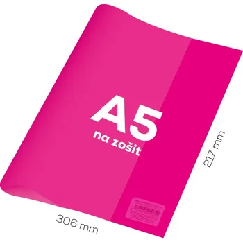 Sešit Junior Obal na sešit A5 PVC 306x217 mm Neon Color - průhledný/růžový