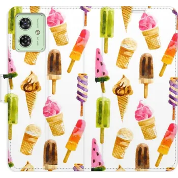 Pouzdro na mobilní telefon Flip pouzdro iSaprio na mobil Motorola Moto G54 5G - Ice Cream Pattern s kapsičkami na karty (Knížkové flipové pouzdro iSaprio pro mobil Motorola Moto G54 5G - Ice Cream Pattern - elegantní obal s kapsami, stojánkem a magnetickým zavíráním)