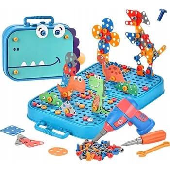 ostatní stavebnice DINOSAURUS 3D STAVEBNÍ STAVEBNICE S DINOSAURY K OTOČENÍ V KUFRU