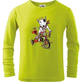 Dětská móda Bull terier anděl (Pecka design) - Triko dětské Long Sleeve - 146 cm/10 let ( Limetková )