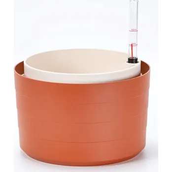 Květináč Plastia Samozavlažovací květináč Berberis 30 cm bez závěsu terakota/slonová kost