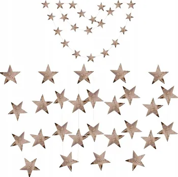 GIRLANDA BANER HVĚZDIČKY RŮŽOVÉ ZLATO SILVESTR 350CM