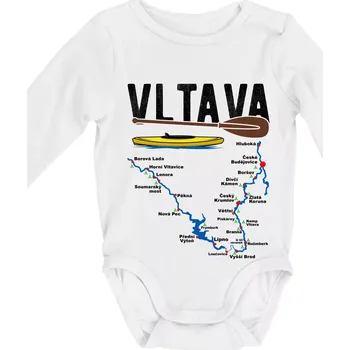 Kojenecký body Mapa řeky Vltavy - Body kojenecké s dlouhým rukávem - Dlouhý r. do 3 měs ( Bílá )