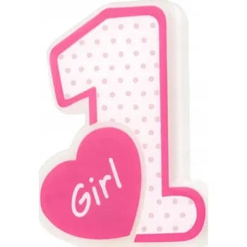 Dortová svíčka NAROZENINOVÁ SVÍČKA NA DORT ROČEK RŮŽOVÁ ČÍSLICE 1