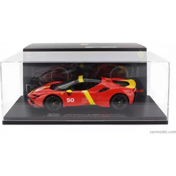 autíčko Bburago Ferrari Sf90 Stradale Hybrid 1000hp N 50 24h Le Mans Livery - Con Vetrina - With Showcase - Exclusive Carmodel 1:18 Červená Žlutá