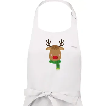 Kuchyňská zástěra Jelen se šálou - Dámská zástěra na vaření - Univerzální velikost ( Bílá )