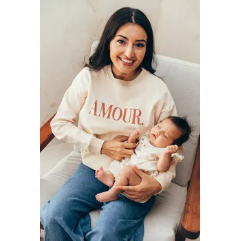 Těhotenská mikina Kojící mikina Amour Beige