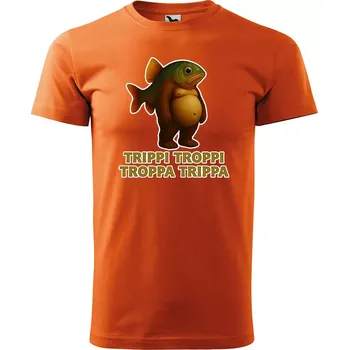 Pánské tričko Sablio Tričko s potiskem Trippi troppi troppa trippa - Italian Brainrot - oranžové 4XL