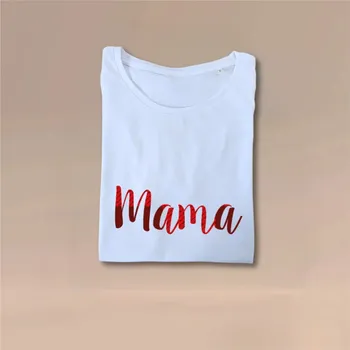 Kojenecký body Set vánočních triček pro mámu a dítě Barva: Bílá, Velikost pro dítě: 110 (4 roky), Velikost pro mámu: M - S vlastním textem (Jméno)