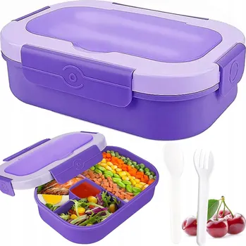 Svačinový box LUNCH BOX NÁDOBA SVAČINOVÝ BOX DO ŠKOLY PRÁCE 1300 ml PŘIHRÁDKY + PŘÍBORY