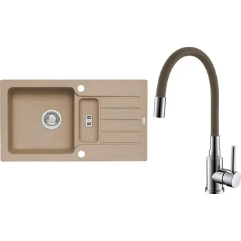 Granitový dřez Set Alveus (dřez Niagara 70 Beige 55 + baterie Mintas Béžová/Chrom) SETA25287
