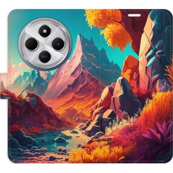 Pouzdro na mobilní telefon Flip pouzdro iSaprio na mobil Xiaomi Redmi 14C / Poco C75 - Colorful Mountains s kapsičkami na karty (Knížkové flipové pouzdro iSaprio pro mobil Xiaomi Redmi 14C / Poco C75 - Colorful Mountains - elegantní obal s kapsami, stojánkem a magnetickým zavíráním