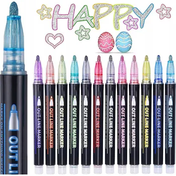 METALICKÉ FIXY FIXY FIXY S DVOJITOU LINKOU, SADA 12 KS