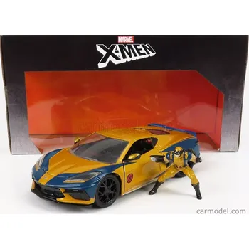 autíčko Jada Chevrolet Corvette 2020 - Marvel X-men Wolverine 1:24 Zlatá Modrá