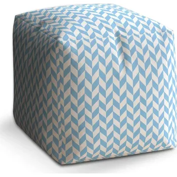 Taburet Sablio Taburet Cube Modrobílé kosodélníky: 40x40x40 cm