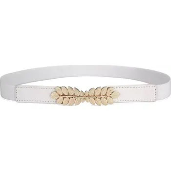 Opasek Lifestyle Dámský tenký elastický pásek na šaty Flowers Bílý 66 cm