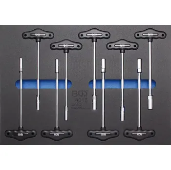 Šroubovák Nářaďový modul 1/3 - BGS104013 Šroubováky s T-rukojetí, vnější šestihran 6 ÷ 14 mm Pro torque. Sada 9 dílů (BGS104013) (modul - Šroubováky s příčnou rukojetí a nástrčnou šestihranou hlavicí Pro Torque, 9 dílů, rozměry 189 × 408 × 32 mm)