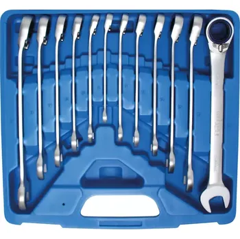 Ruční nářadí Očkoploché ráčnové klíče 8-19 mm BGS1030902 s přepínací páčkou. Sada 12 dílů (BGS1030902) (přepínací ráčny)