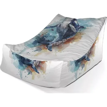Sedací pytel Sablio Sedací vak Lounge Akvarelová velryba - 80 x 95 x 50 cm
