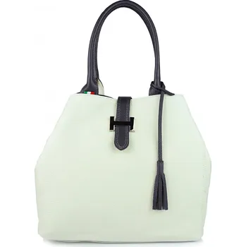 Kabelka GIOSTRA Dámská kožená kabelka Angela Béžová s Modrou