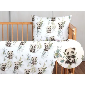 Povlečení JAN peří Bavlněné povlečení do dětské postýlky - panda - Bavlněné povlečení do dětské postýlky - panda - 60x45/135x90 cm