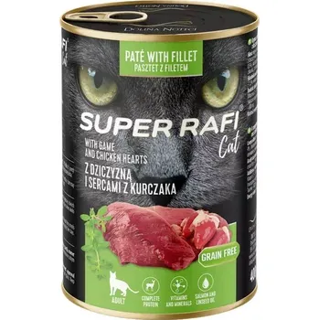 Krmivo pro kočku DOLINA NOTECI Super Rafi Cat P&F s divokou zvěřinou a kuřecími srdíčky 400 g