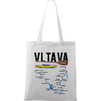 Nákupní taška Mapa řeky Vltavy - Taška bavlněná - 42 x 38 cm ( Bílá )