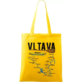 Mapa řeky Vltavy - Taška bavlněná - 42 x 38 cm ( Žlutá )